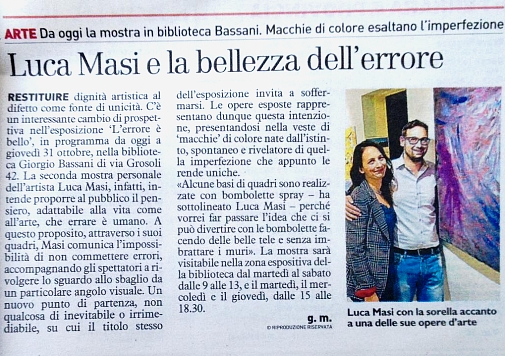 Luca Masi e la bellezza dell'errore Il Resto del Carlino, 12 ottobre 2019
